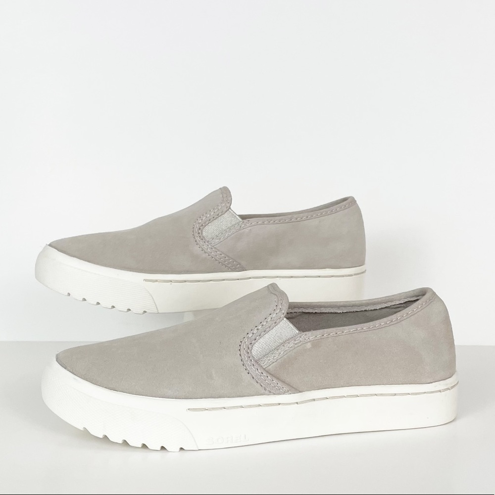 Sorel Women's Campsneak Gray Suede Slip On Sneakers Shoes Size 5